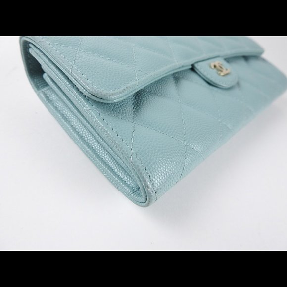 CHANEL Long Flap Wallet in Light Blue Caviar - Picture 6 of 8